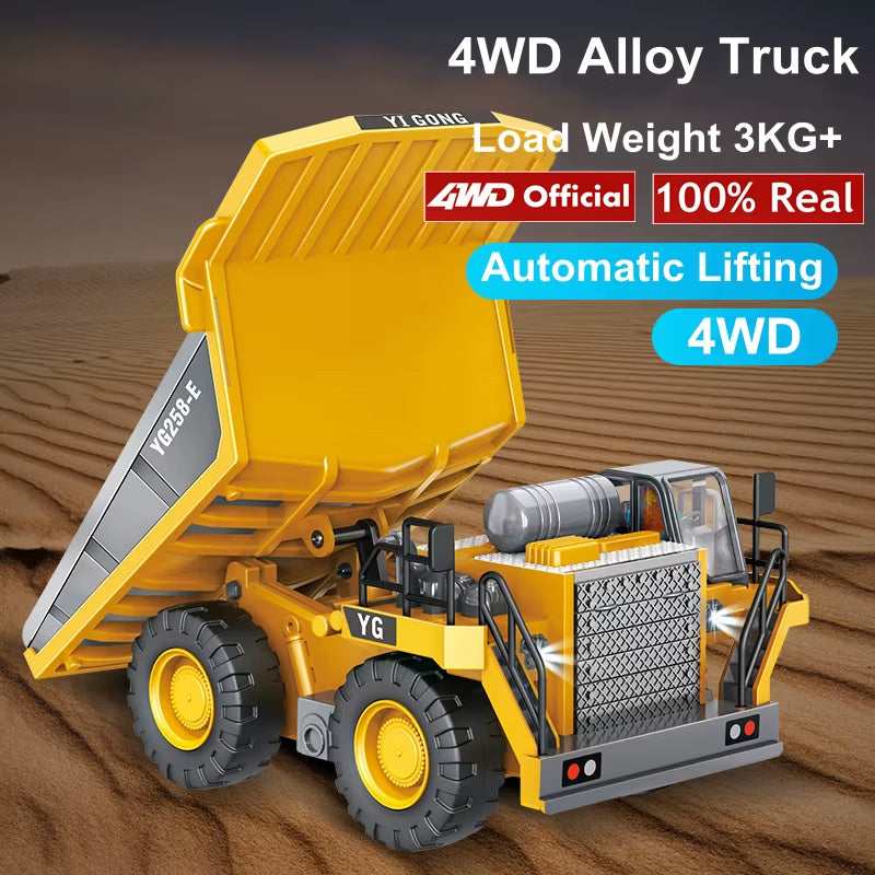 Remote Control Excavator 4X4 Alloy Dump Truck Bulldozer Radio Model RC Car Construction Vehicle Toy Children Kids Gifts