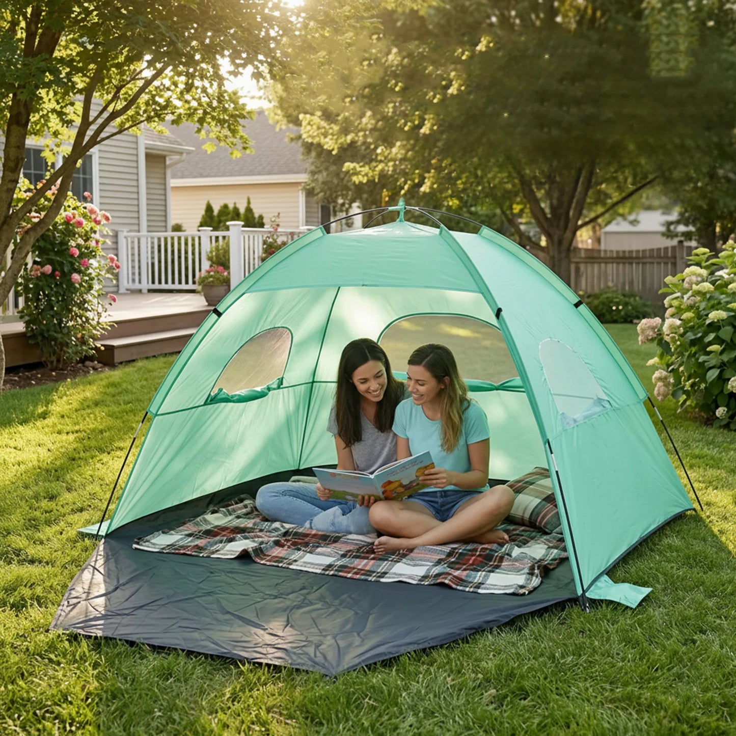 Portable Pop-Up Beach Tent for Couples Outdoor Sunshade Ideal for Spring Break Picnics and Beach Dates