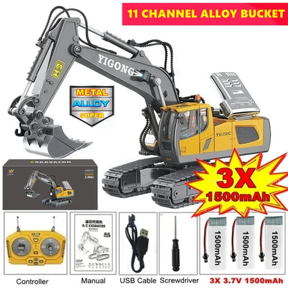 Remote Control Excavator 4X4 Alloy Dump Truck Bulldozer Radio Model RC Car Construction Vehicle Toy Children Kids Gifts