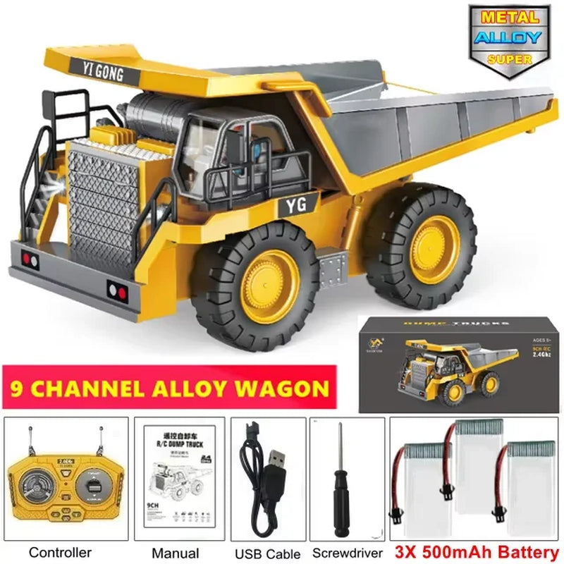 Remote Control Excavator 4X4 Alloy Dump Truck Bulldozer Radio Model RC Car Construction Vehicle Toy Children Kids Gifts