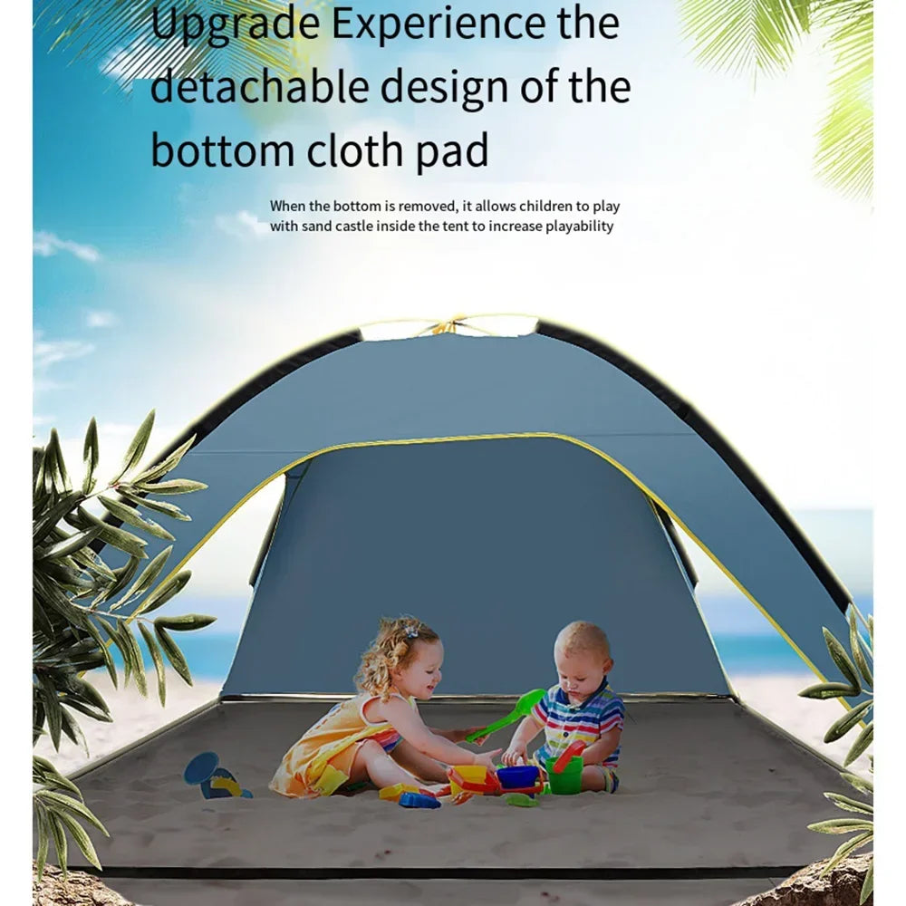 Pop-Up Beach Tent Awning Umbrella for Beach 2-3 Person Beach Hut Tent Sunshade Portable Pop-Up Beach Tents Outdoor Beach Hut