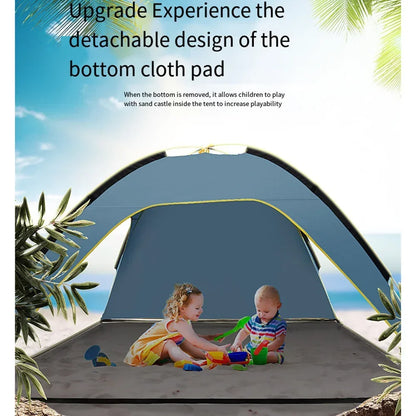 Pop-Up Beach Tent Awning Umbrella for Beach 2-3 Person Beach Hut Tent Sunshade Portable Pop-Up Beach Tents Outdoor Beach Hut