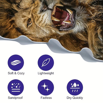 Roar into Summer with Our Majestic Lion Beach Towel! Suitable for Towels, Bath Towels, Beach Towels