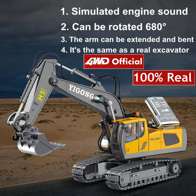 Remote Control Excavator 4X4 Alloy Dump Truck Bulldozer Radio Model RC Car Construction Vehicle Toy Children Kids Gifts