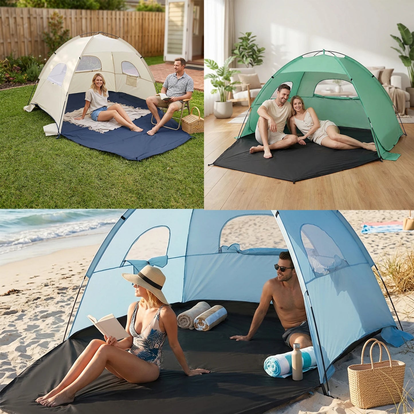Portable Pop-Up Beach Tent for Couples Outdoor Sunshade Ideal for Spring Break Picnics and Beach Dates