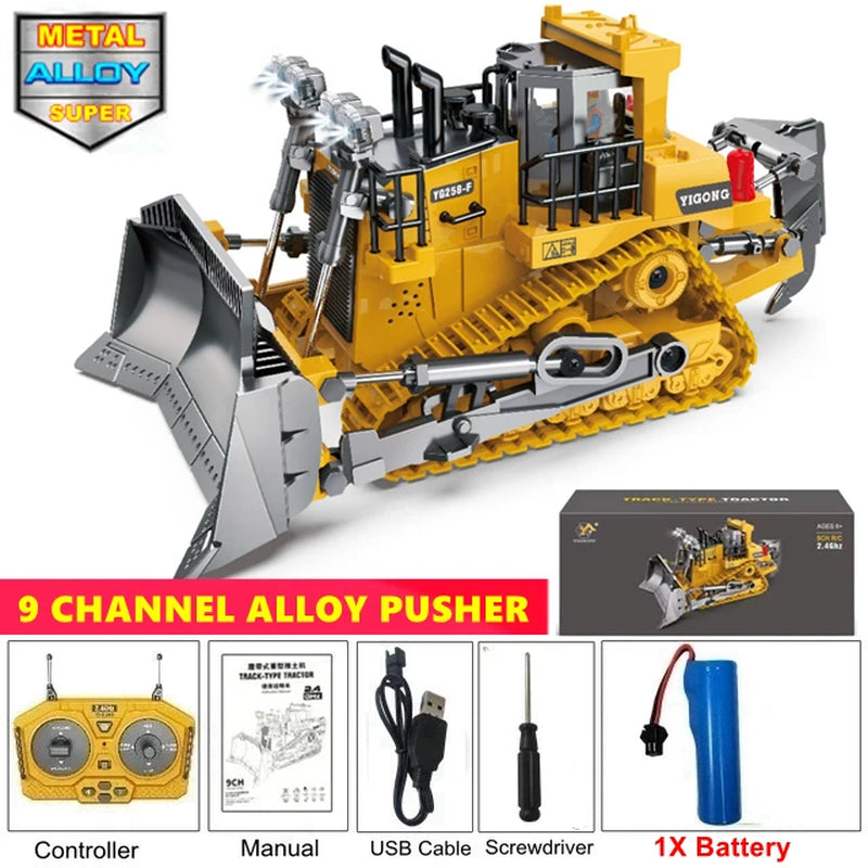 Remote Control Excavator 4X4 Alloy Dump Truck Bulldozer Radio Model RC Car Construction Vehicle Toy Children Kids Gifts