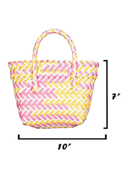 Basket Wave Woven Beach Tote Bag / Bundle of 3 Pcs