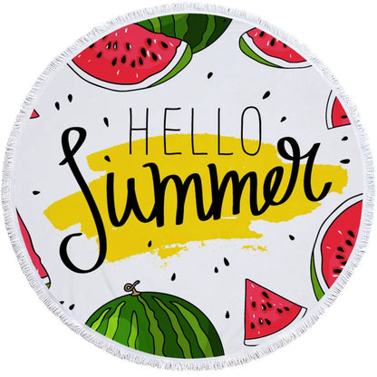 Watermelon Summer round Beach Towels with Drawstring Storage Bag Sports Bath Shower Towels Yoga Mat with Tassels Toalla Playa