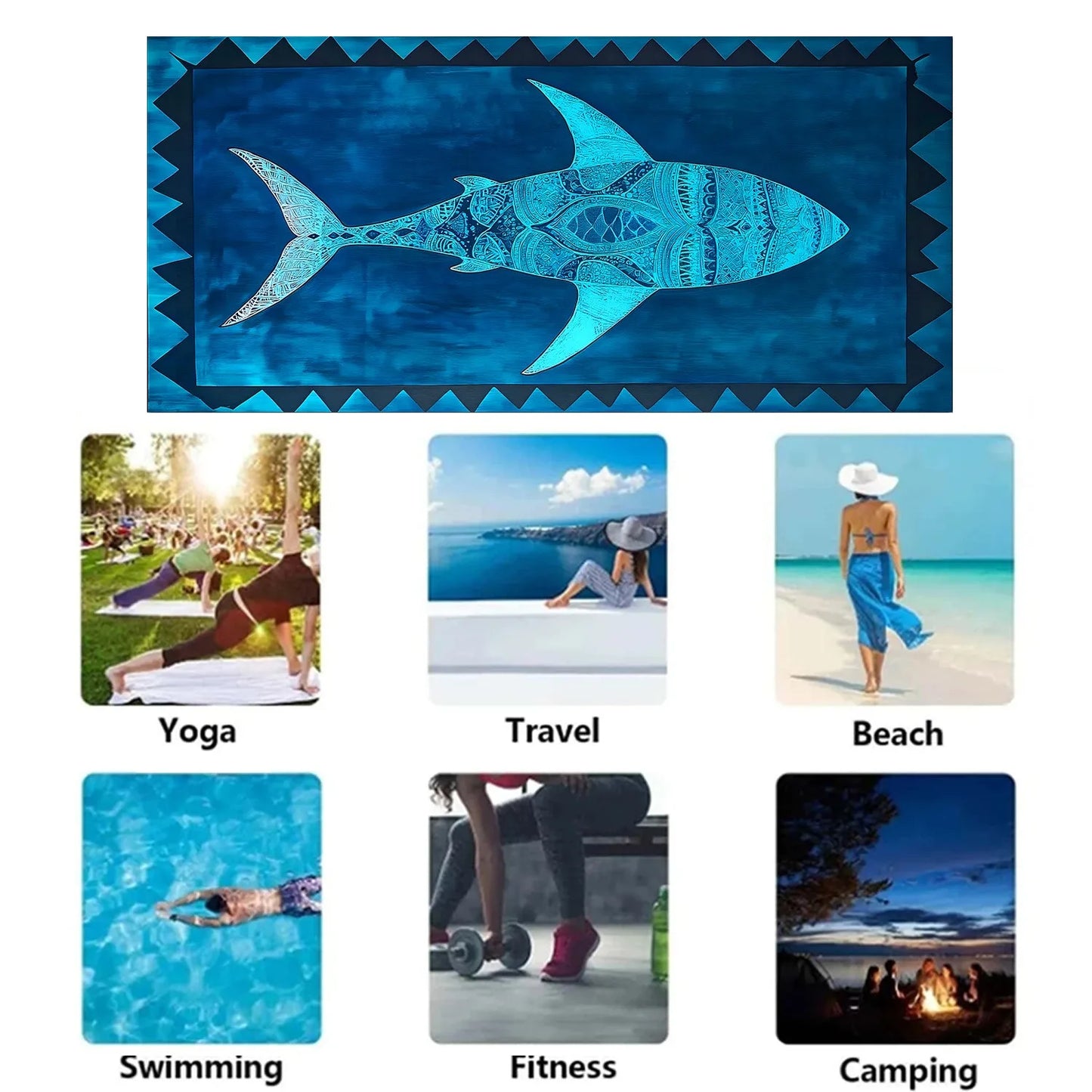 Exquisite Shark-Patterned Beach Towel for Summer Fun! Suitable for Towels, Bath Towels, Beach Towels