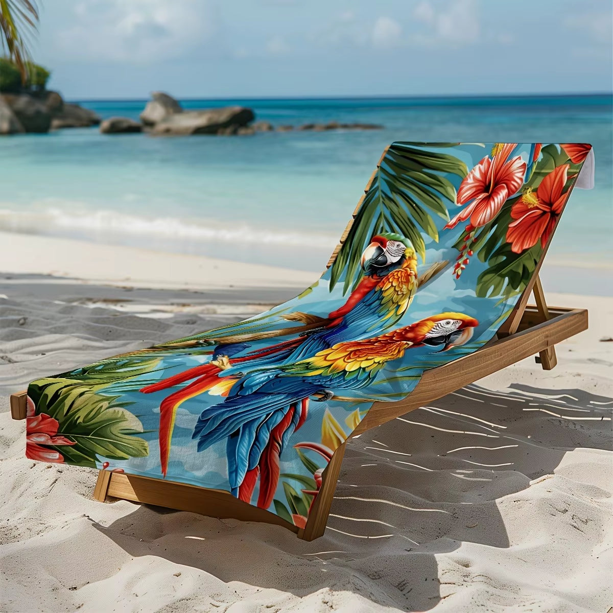 Tropical Paradise Beach Towel: Parrots & Flowers for Summer Fun Suitable for Towels, Bath Towels, Beach Towels