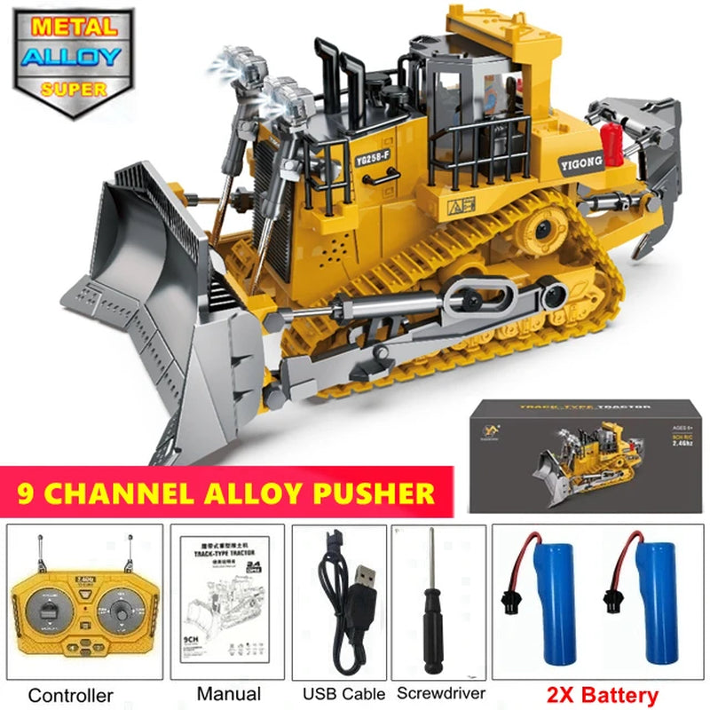 Remote Control Excavator 4X4 Alloy Dump Truck Bulldozer Radio Model RC Car Construction Vehicle Toy Children Kids Gifts
