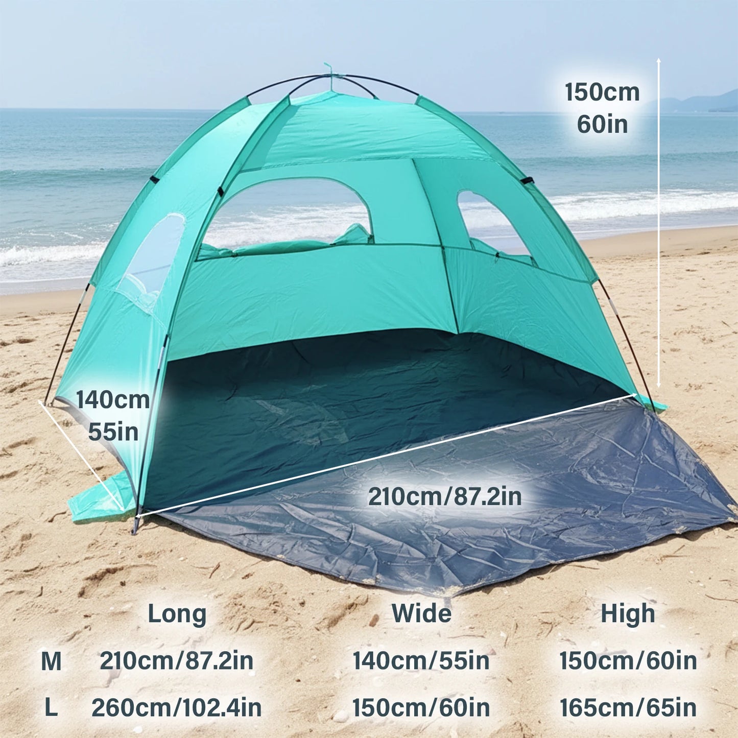 Portable Pop-Up Beach Tent for Couples Outdoor Sunshade Ideal for Spring Break Picnics and Beach Dates