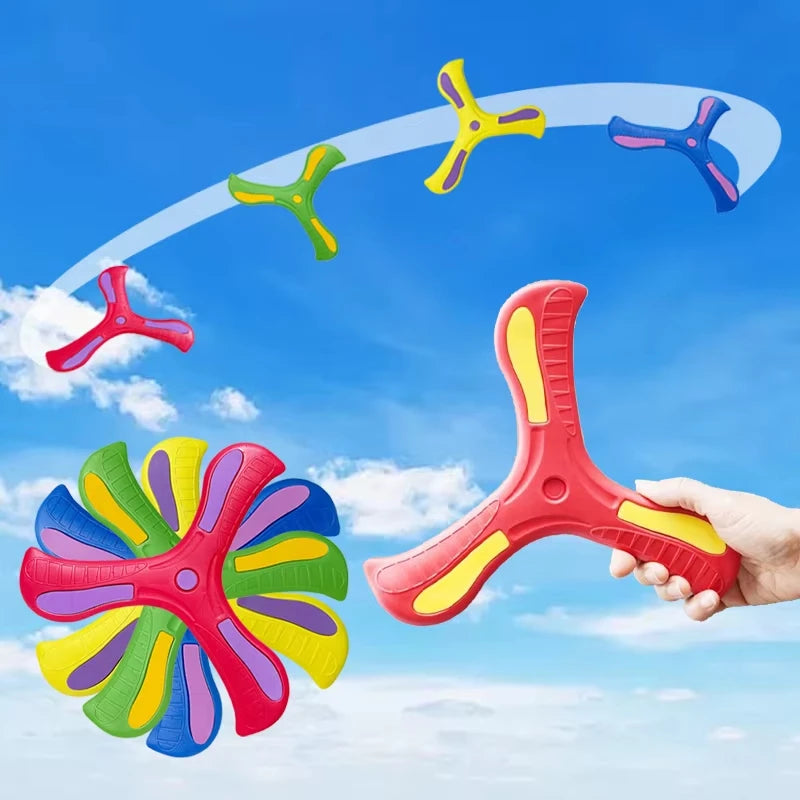 Outdoor Sport Flying Disc Toy Soft EVA Touching Boomerang Return Dart Three-Leaf Cross Hand Throw Spinner Interactive Game