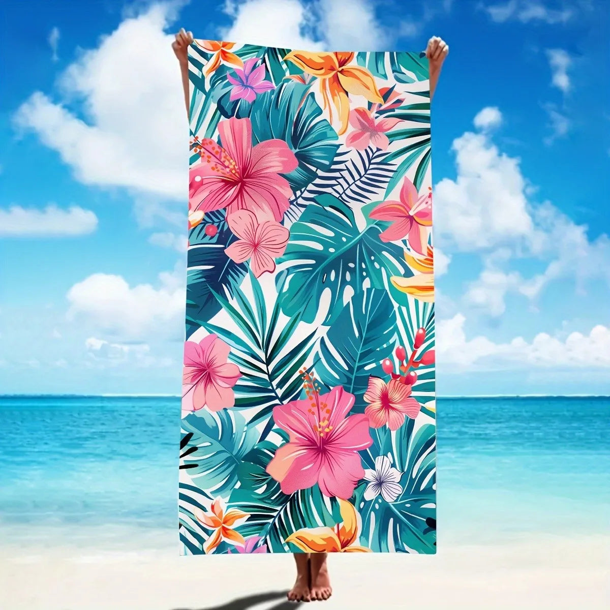 Floral Paradise Beach Towel: Dive into Summer Vibes! Suitable for Towels, Bath Towels, Beach Towels