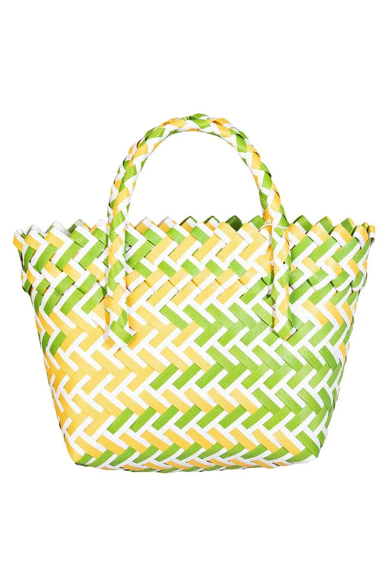 Basket Wave Woven Beach Tote Bag / Bundle of 3 Pcs
