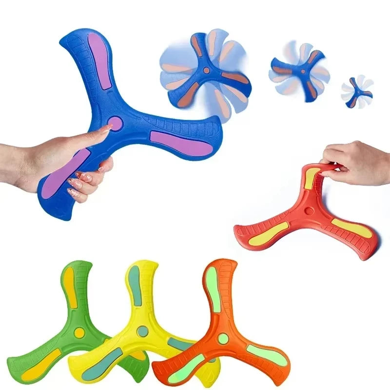 Outdoor Sport Flying Disc Toy Soft EVA Touching Boomerang Return Dart Three-Leaf Cross Hand Throw Spinner Interactive Game