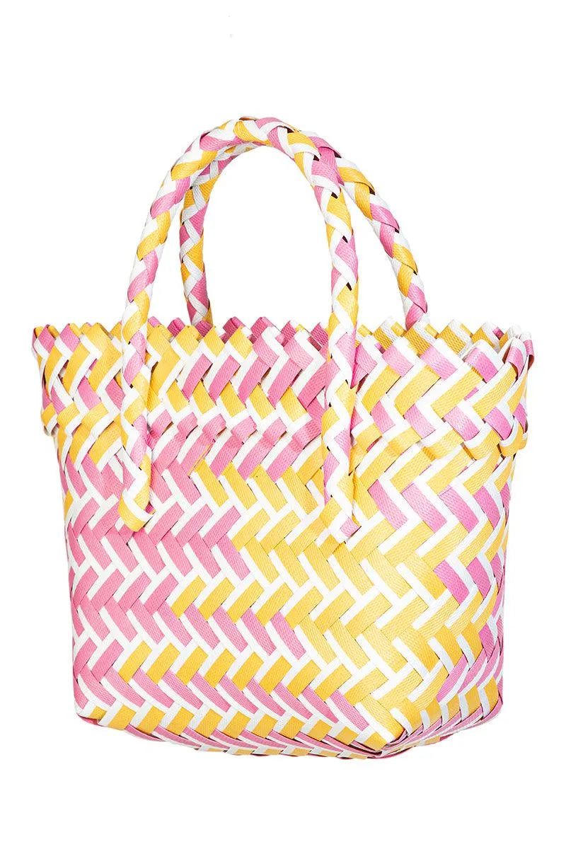 Basket Wave Woven Beach Tote Bag / Bundle of 3 Pcs