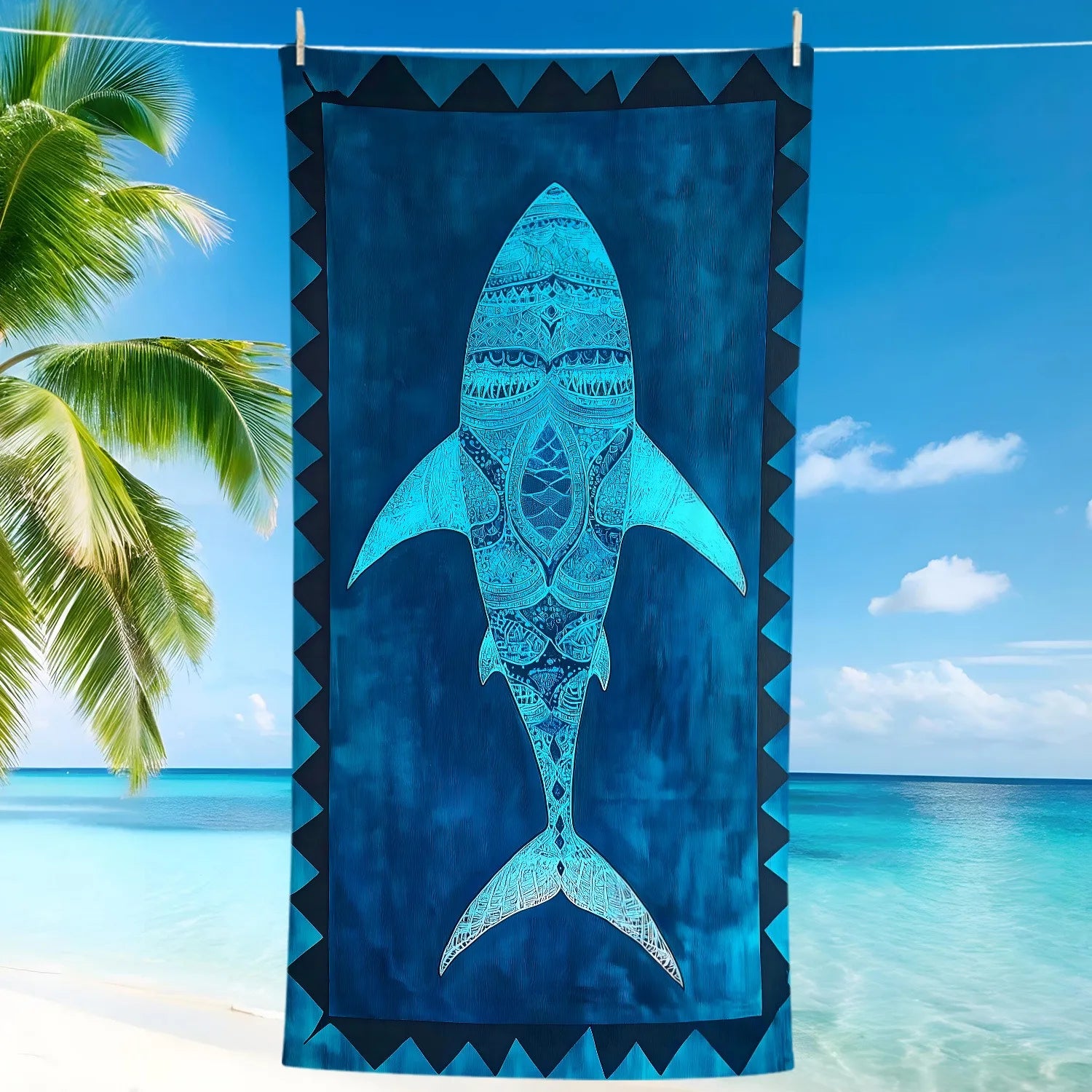 Exquisite Shark-Patterned Beach Towel for Summer Fun! Suitable for Towels, Bath Towels, Beach Towels