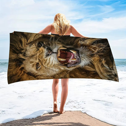 Roar into Summer with Our Majestic Lion Beach Towel! Suitable for Towels, Bath Towels, Beach Towels