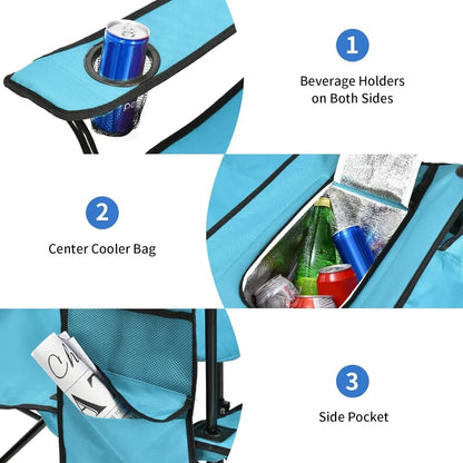 Double Camping Chair with Umbrella, Folding Loveseat Chairs W/Canopy Shade, Carrying Bag, Table, Cup Holder, Portable Beach Cha