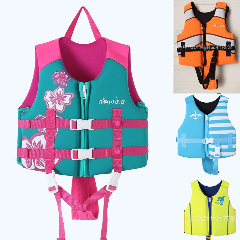 Kids Swimming Jacket Neoprene Safety Life Vest Water Sports Kayaking Boating Swimming Drifting Swimsuit Swimwear Bathing Suits
