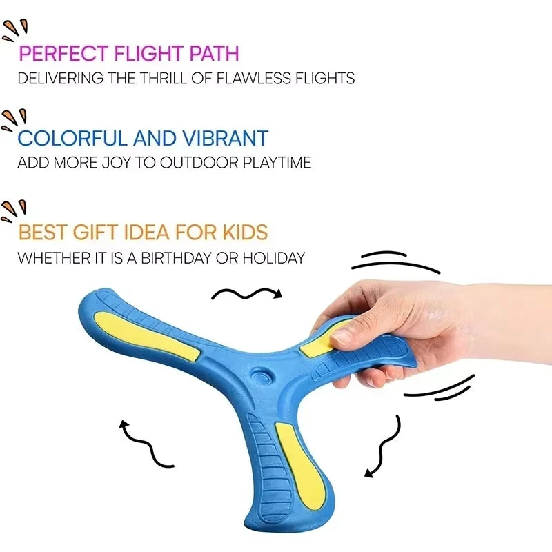 Outdoor Sport Flying Disc Toy Soft EVA Touching Boomerang Return Dart Three-Leaf Cross Hand Throw Spinner Interactive Game