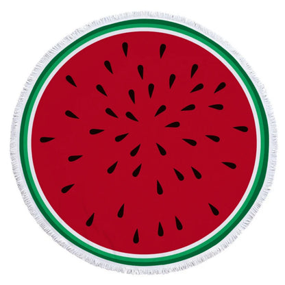 Watermelon Summer round Beach Towels with Drawstring Storage Bag Sports Bath Shower Towels Yoga Mat with Tassels Toalla Playa