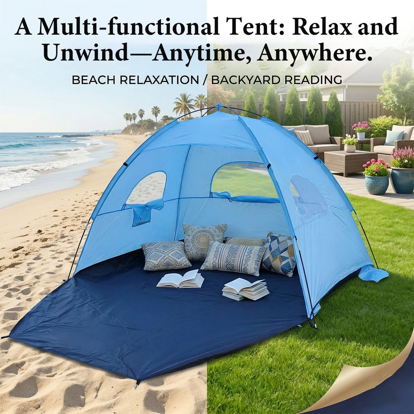 Portable Pop-Up Beach Tent for Couples Outdoor Sunshade Ideal for Spring Break Picnics and Beach Dates