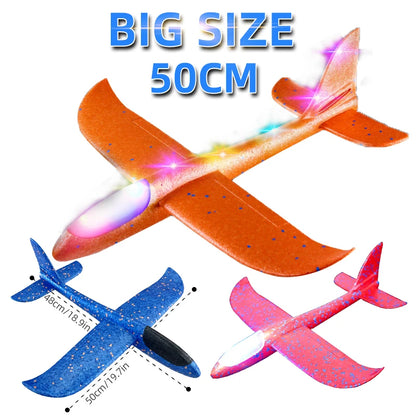 50/33CM Big Foam Plane Glider Hand Throw Airplane Light Inertial Bubble Planes Outdoor Launch Kids Toys for Children Boys Gift