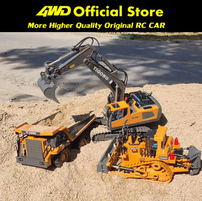 Remote Control Excavator 4X4 Alloy Dump Truck Bulldozer Radio Model RC Car Construction Vehicle Toy Children Kids Gifts