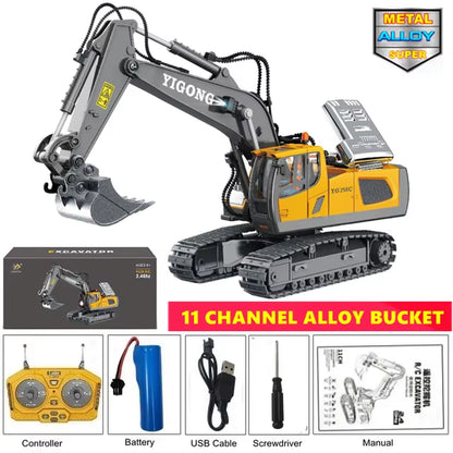 Remote Control Excavator 4X4 Alloy Dump Truck Bulldozer Radio Model RC Car Construction Vehicle Toy Children Kids Gifts
