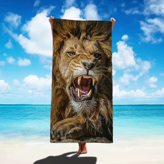 Roar into Summer with Our Majestic Lion Beach Towel! Suitable for Towels, Bath Towels, Beach Towels