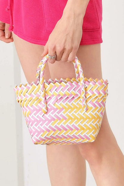 Basket Wave Woven Beach Tote Bag / Bundle of 3 Pcs