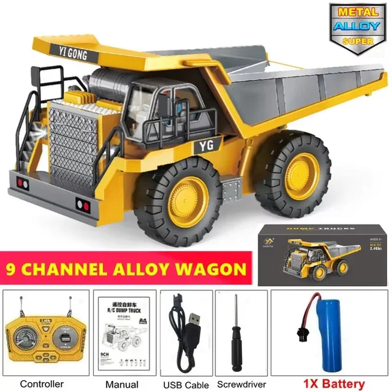 Remote Control Excavator 4X4 Alloy Dump Truck Bulldozer Radio Model RC Car Construction Vehicle Toy Children Kids Gifts