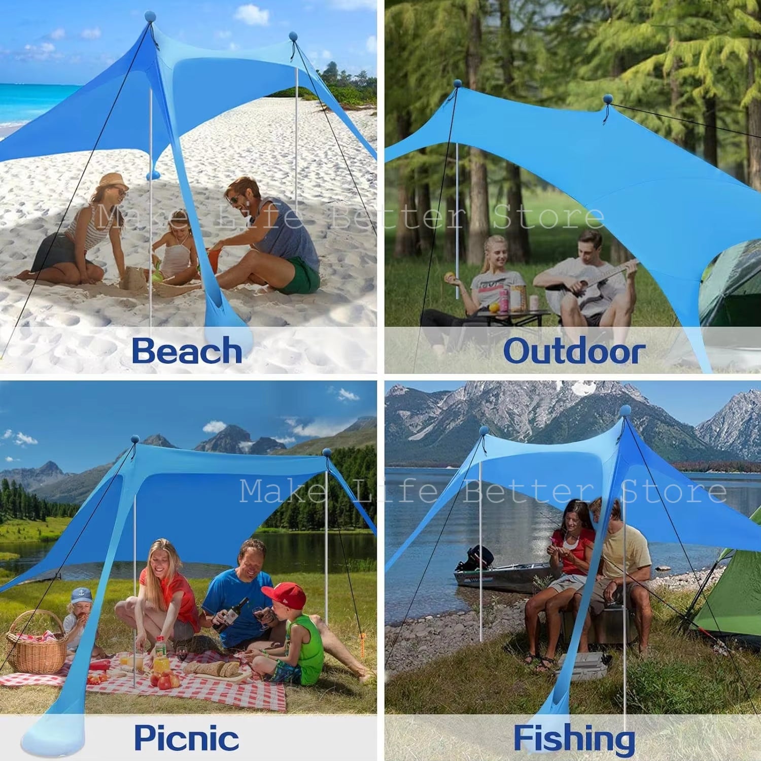 Family Beach Awning Ultralight Sunshade Tent Outdoor Portable UV Beach Shade Cover Waterproof Beach Shade Membrane
