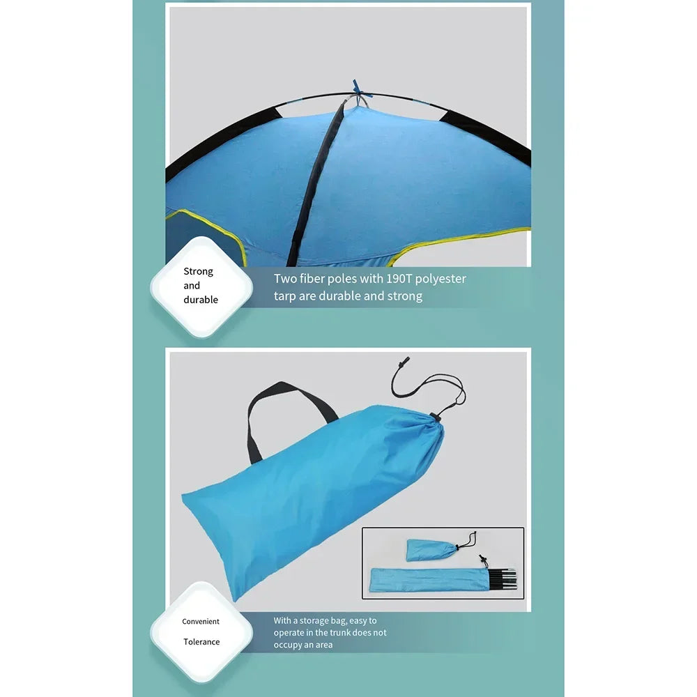 Pop-Up Beach Tent Awning Umbrella for Beach 2-3 Person Beach Hut Tent Sunshade Portable Pop-Up Beach Tents Outdoor Beach Hut