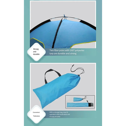 Pop-Up Beach Tent Awning Umbrella for Beach 2-3 Person Beach Hut Tent Sunshade Portable Pop-Up Beach Tents Outdoor Beach Hut