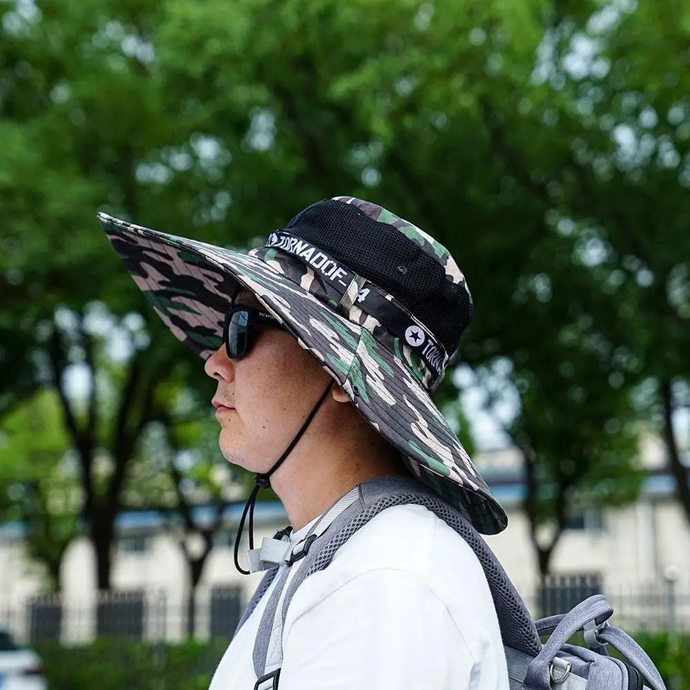 Summer Large Sun Hat Men Women Breathable Fishing Caps Sun UV Protection Mesh Fisherman Hat Hiking Outdoor Beach Cap