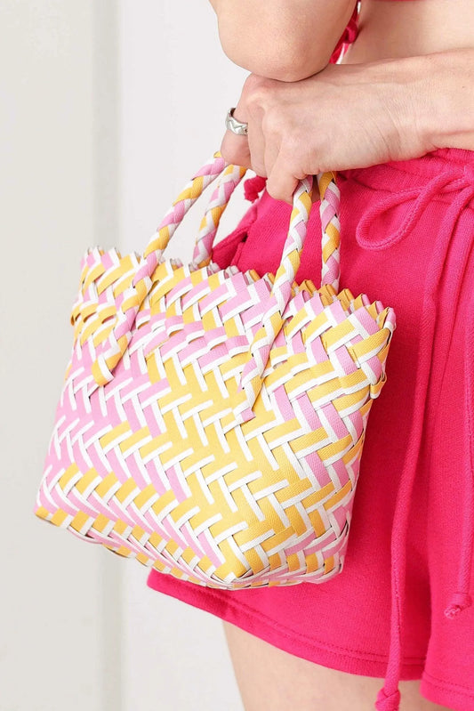 Basket Wave Woven Beach Tote Bag / Bundle of 3 Pcs