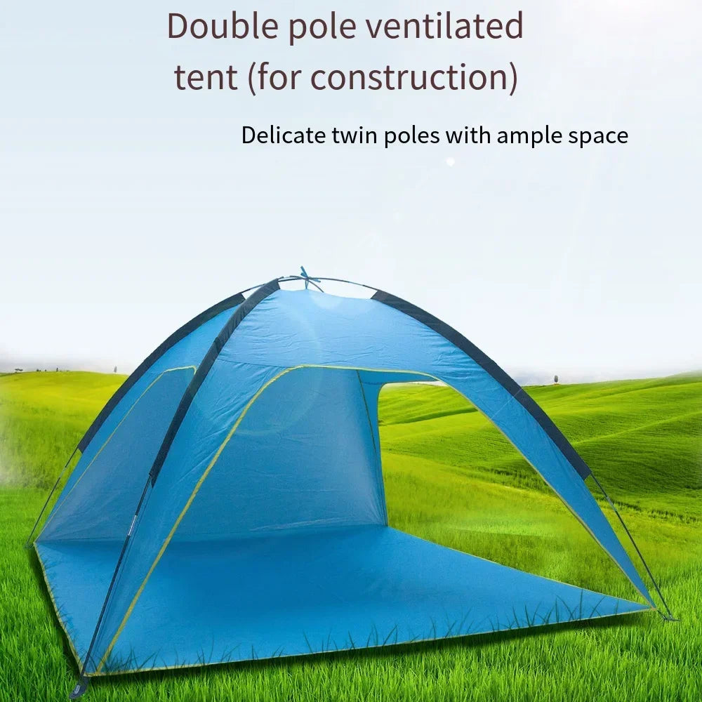 Pop-Up Beach Tent Awning Umbrella for Beach 2-3 Person Beach Hut Tent Sunshade Portable Pop-Up Beach Tents Outdoor Beach Hut