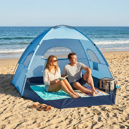 Portable Pop-Up Beach Tent for Couples Outdoor Sunshade Ideal for Spring Break Picnics and Beach Dates