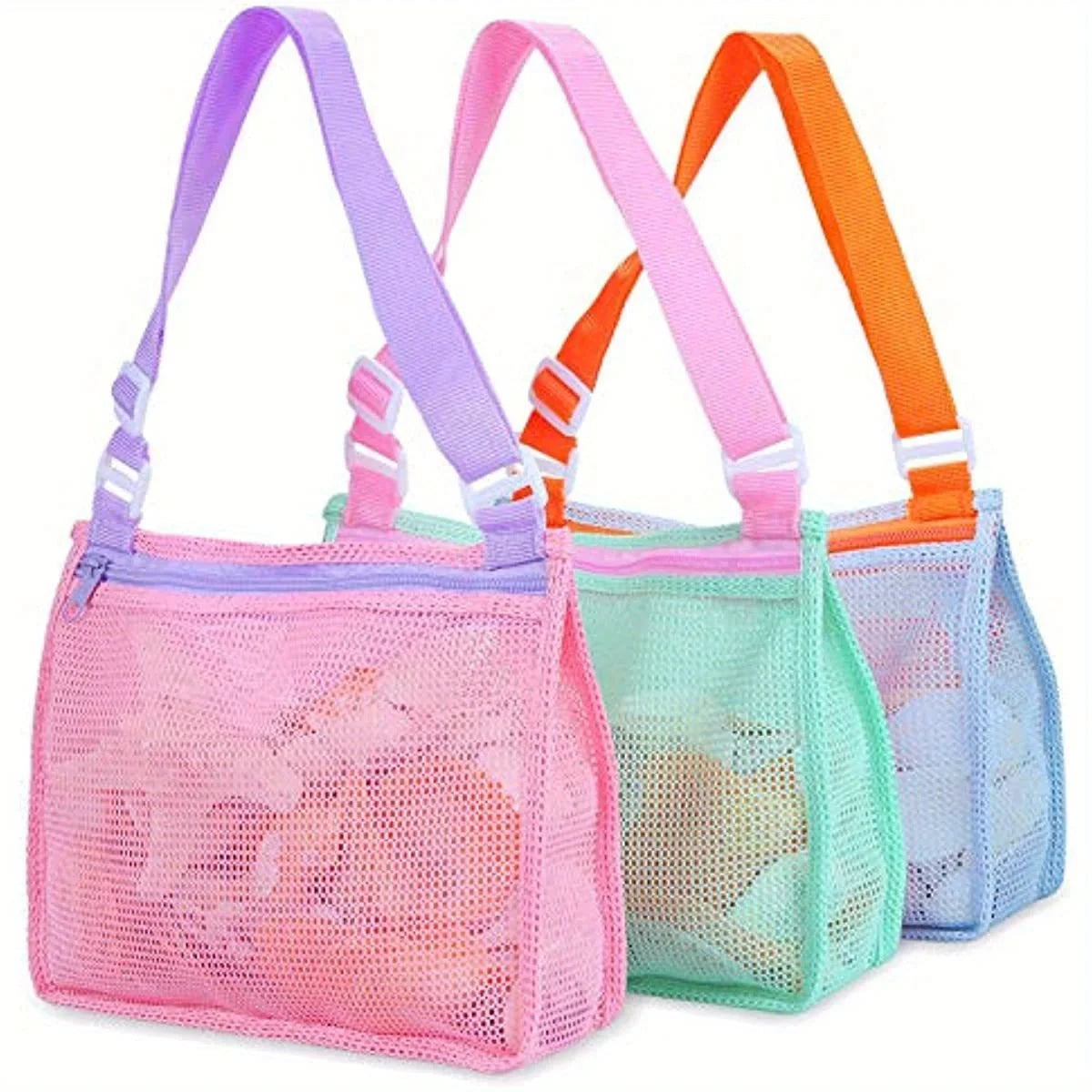 Beach Toy Mesh Beach Bag Kids Shell Collecting Bag Beach Sand Toy Seashell Bag for Holding Shells Beach Toys Sand