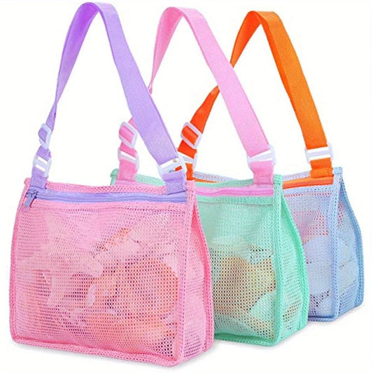 Beach Toy Mesh Beach Bag Kids Shell Collecting Bag Beach Sand Toy Seashell Bag for Holding Shells Beach Toys Sand